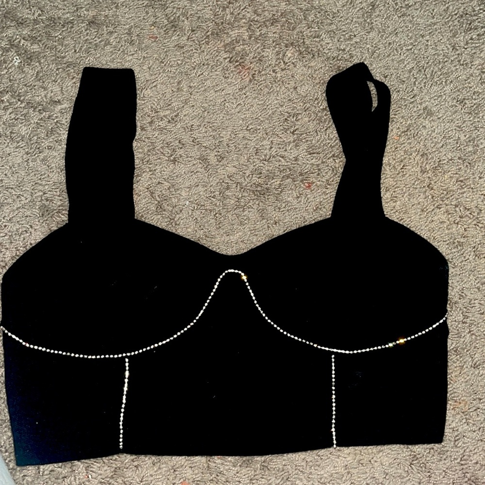On 12th black rhinestone top